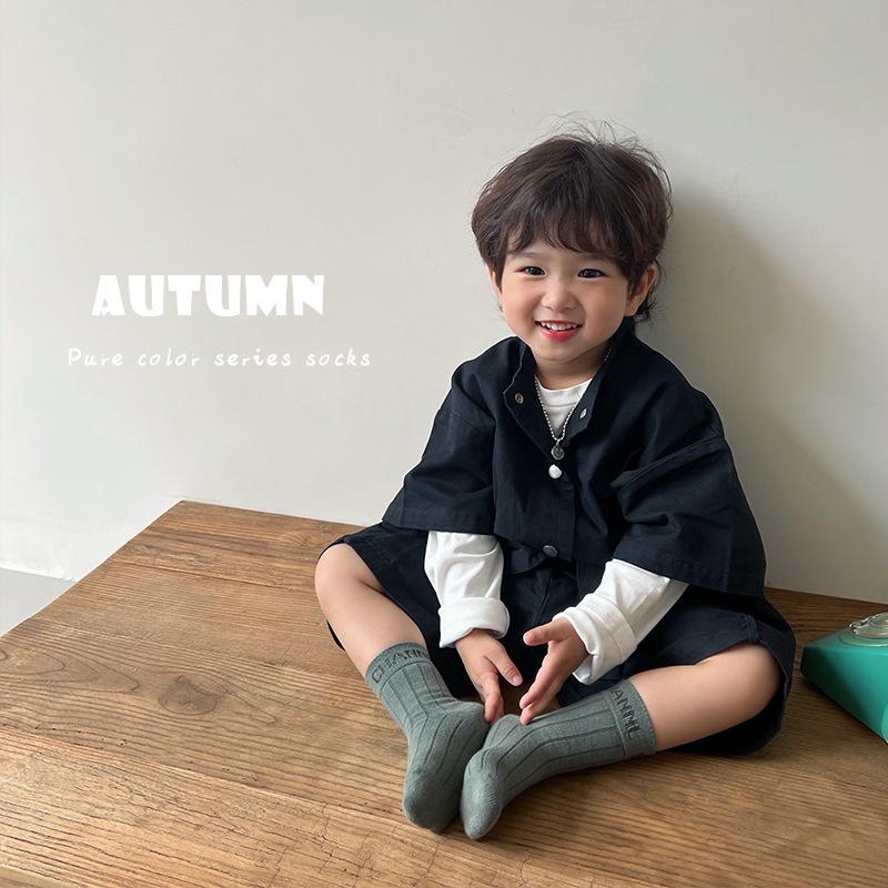 Set 5 đôi vớ KOKOROCARE cotton màu trơn cổ vừa ML-07 2022 Size S/ M/ L/ XL Cho Bé 1-12 tuổi