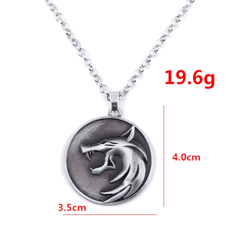 Dây chuyền mặt hình đầu sói Geralt trong The Witcher 3 Wild Hunt phong cách gothic cổ điển dành cho nam giới