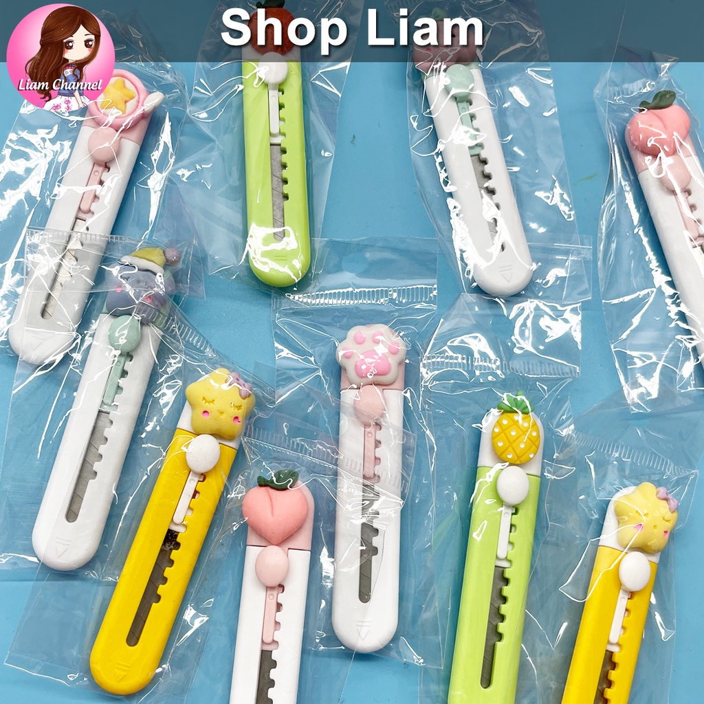 Dao Rọc Giấy Mini Gắn Icon Nhiều Màu Sắc dễ thương - có hình thật shop chụp - shopliam