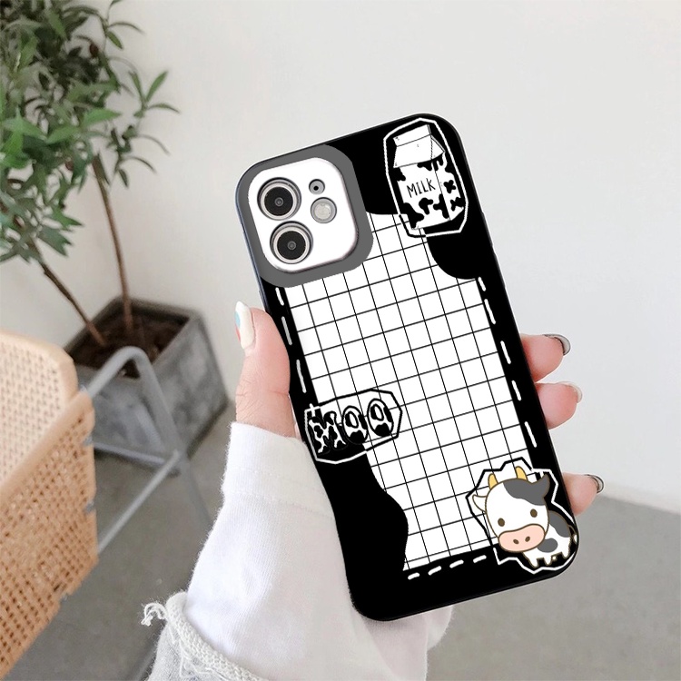 Ốp điện thoại iphone hình caro bò sữa milk trắng đen BVC cho Iphone 6 7 7 Plus8 8plus Xr X / Xs Xs Max 11 12 13 Pro Max