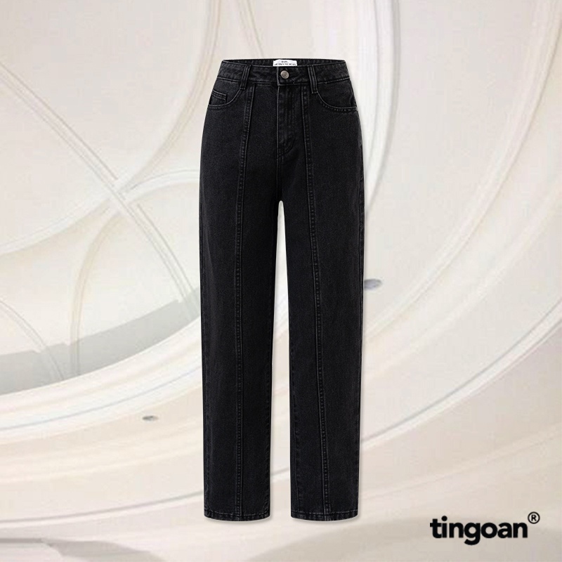 TINGOAN®  - Quần bò ống xuông đen tingoan LIQUID LOVE JEANS/BL