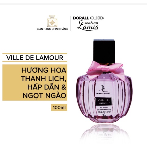 Nước hoa Dubai chính hãng dành cho nữ Dorall Collection VILLE DE L'AMOUR hương hoa thanh lịch, hấp dẫn phái mạnh 100m