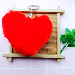 Móc khóa trái tim lông xù cực đẹp