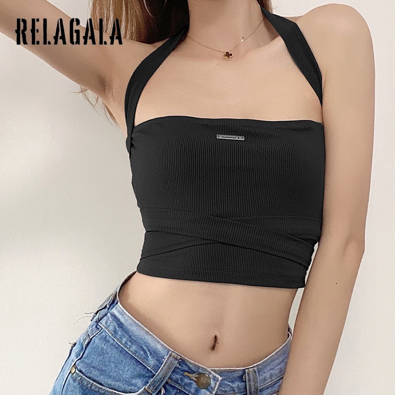 Áo Dệt Kim Relagala Dây Đeo Sau Cổ Màu Trơn Hở Vai  Cho Nữ | BigBuy360 - bigbuy360.vn