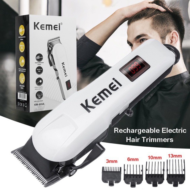 Tông đơ cắt tóc gia đình không dây chuyên nghiệp KEMEI KM- 809A. Loại Xịn tặng 2 kéo cắt tỉa tóc