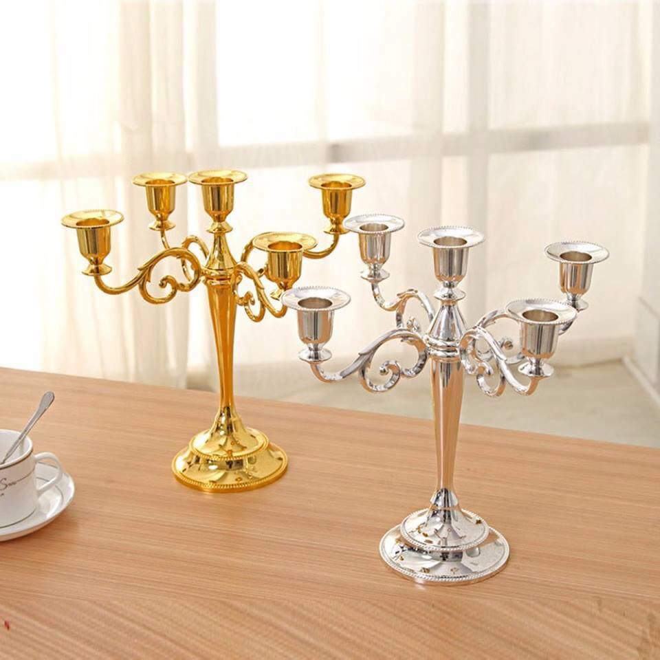 Chân nến 5 tay trang trí kiểu hoàng gia 27cm