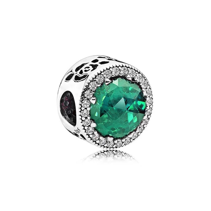 charm pan hoa  hồng đá nhiều màu viền đá trắng nhỏ bạc s925 cao cấp