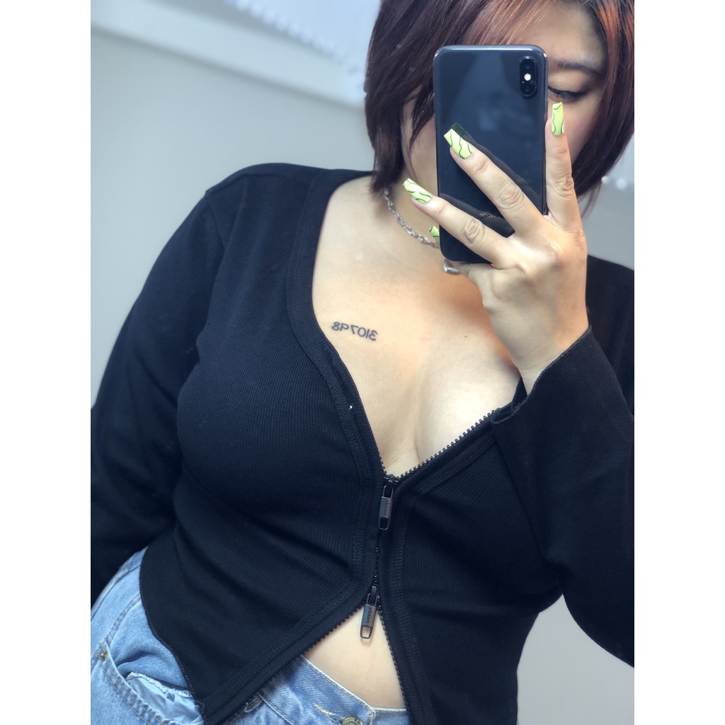 áo croptop nữ khóa kéo hai đầu cực sexy cho nàng bigsize FATTYTA CR11 | BigBuy360 - bigbuy360.vn