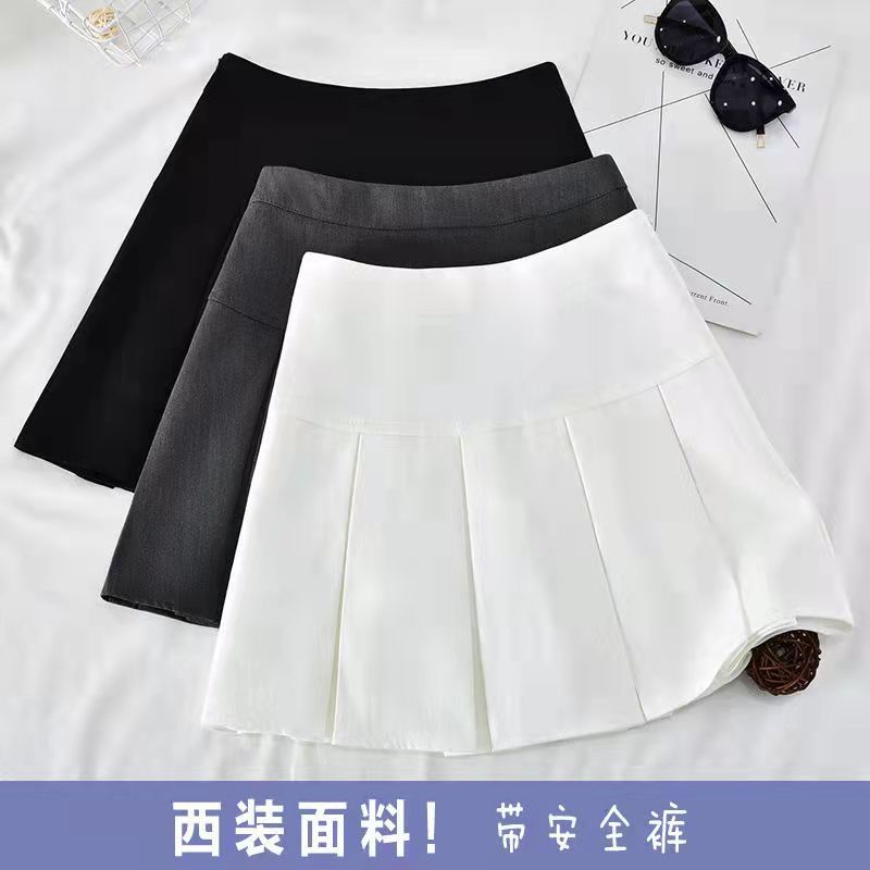 Jiashucheng Hàng Mới Về Mới Chân Váy Chữ a Xếp Ly Lưng Cao Màu Đen Thời Trang Xuân Hè Xinh Xắn Cho Nữ