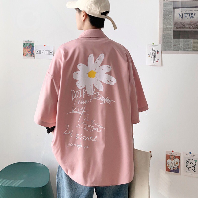Áo sơmi tay lỡ kaki unisex Quốc Dân hoa cúc ulzzang Nam Anh 24 | BigBuy360 - bigbuy360.vn
