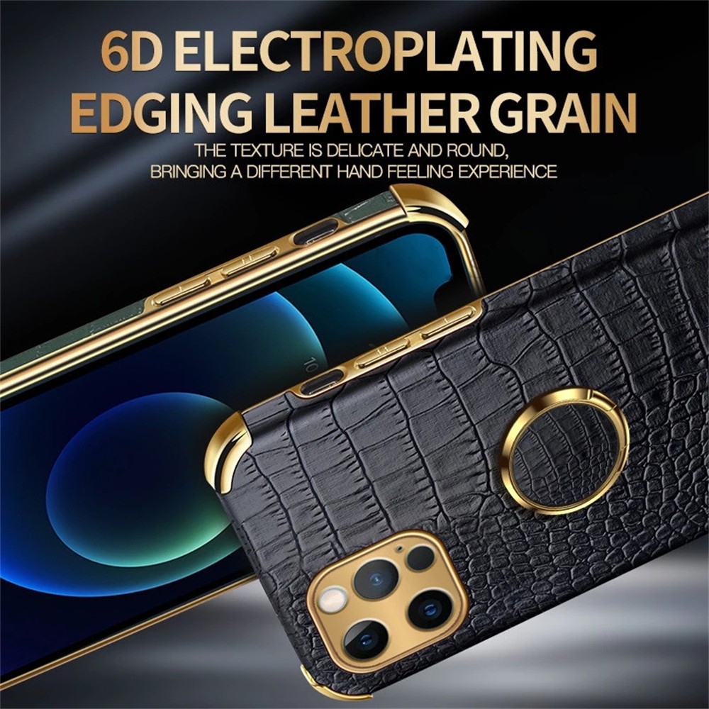 Ốp điện thoại da cá sấu có nhẫn dựng thích hợp cho iPhone 12 Pro Max X XR XS 11 Pro 6 6S SE 7 8 Plus