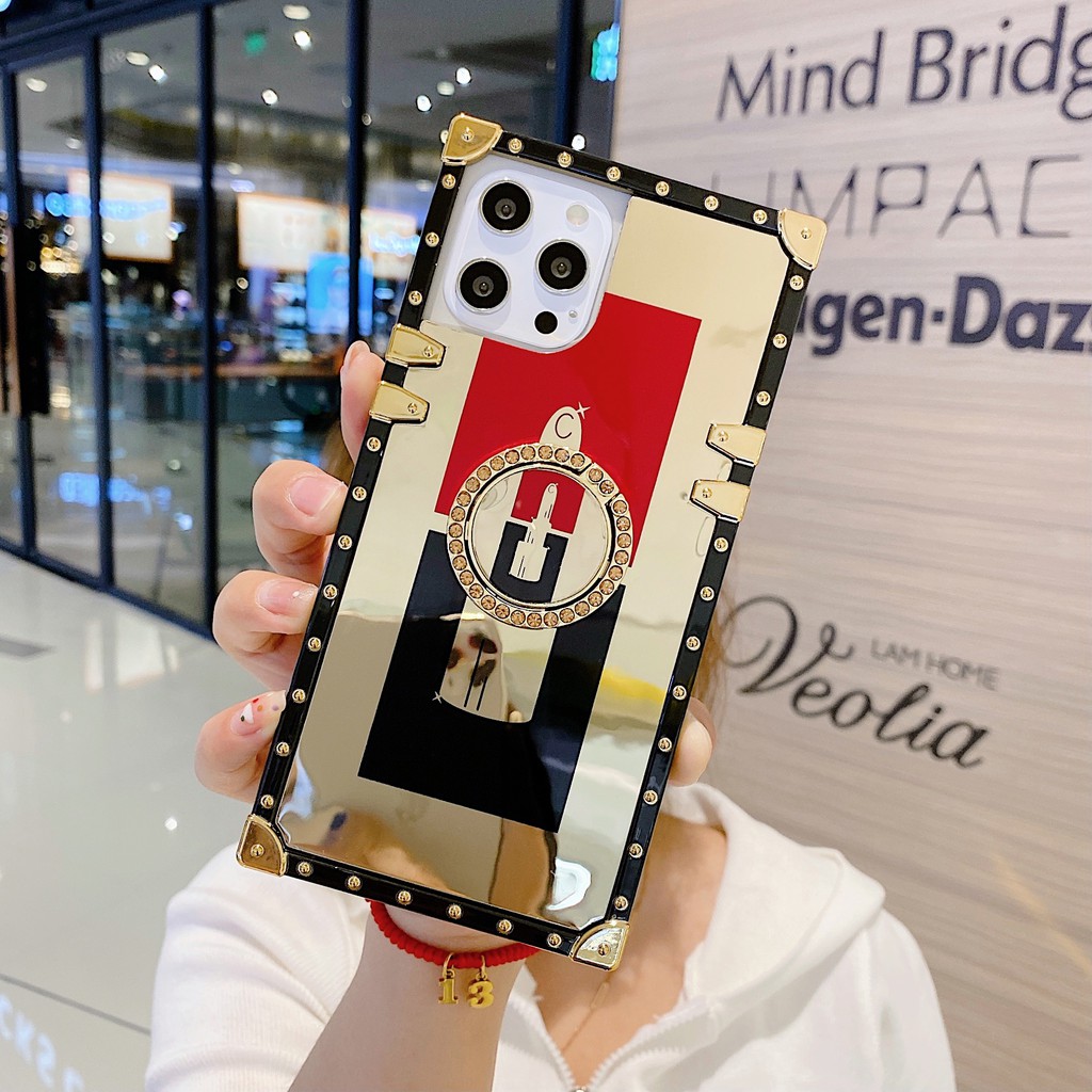 OPPO Reno4 4G 5G 3 5G  3Pro 4 4G 5G 4Pro 4G 5G 5 4G 5G 5pro 4G 5G RealmeC11 C12 C15 7 7i C17 7Pro Reno 2 2Z stylish tide brand mirror lipstick series phone case with watch ring stand