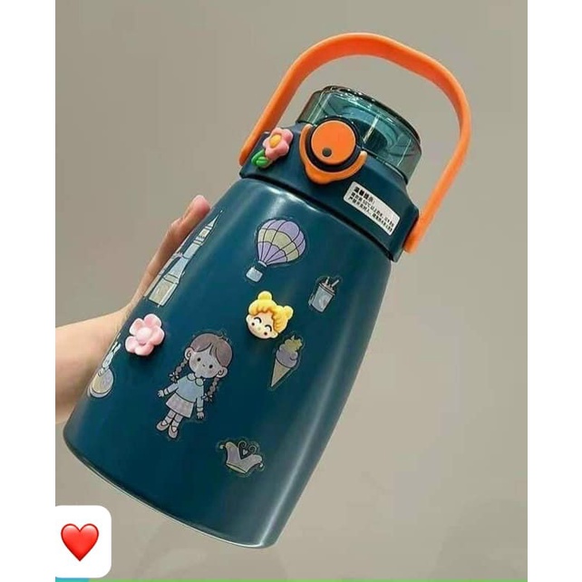 Bình giữ nhiệt Ulike 850 ml bình nước có ống hút inox 304 giữ nhiệt 12h tặng Sticker trang trí