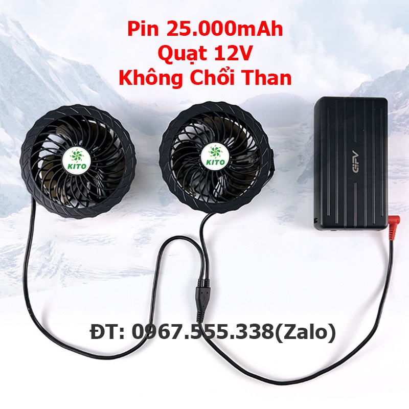 Phụ Kiện Áo Điều Hoà Chính Hãng KITO PRO Pin 25.000mAh Chạy 12 - 15 Tiếng, BH 12 Tháng