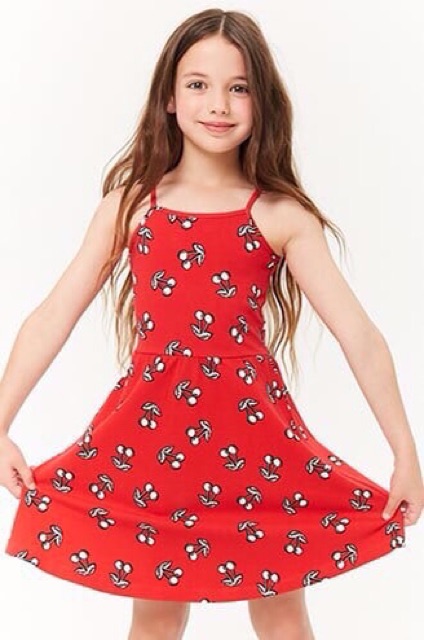 Đầm yếm thun bé gái F21 xuất xịn! Vải thun co giãn- 100% coton thoáng mát! Size 4tuoi tới 14tuoi ! Mặc đúng mùa luôn ạ!