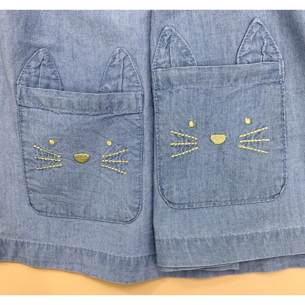 Áo kiểu bé gái áo váy denim giả jean mềm mại, thấm mồ hôi, hàng xuất dư chất lượng cao 239G759