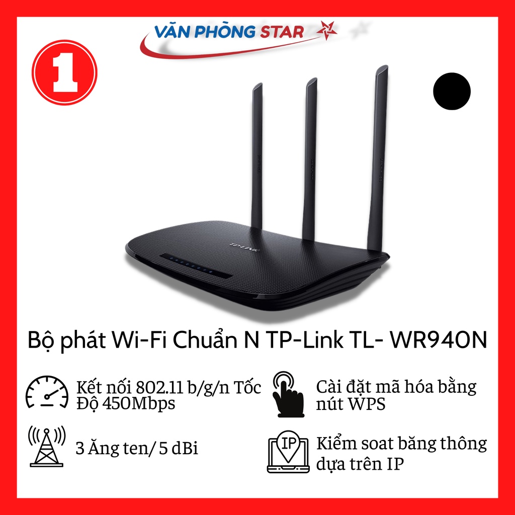 Bộ phát Wi-Fi Chuẩn N Tốc Độ 450Mbps TP-Link TL- WR940N V6.0