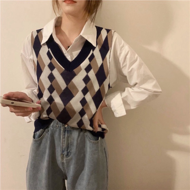 Gile Len Nữ Dáng Vừa, Áo Len Gile Cổ Tim Hàn Quốc Mỏng Basic Màu Sắc Vintage Ulzzang Hàn Quốc | BigBuy360 - bigbuy360.vn