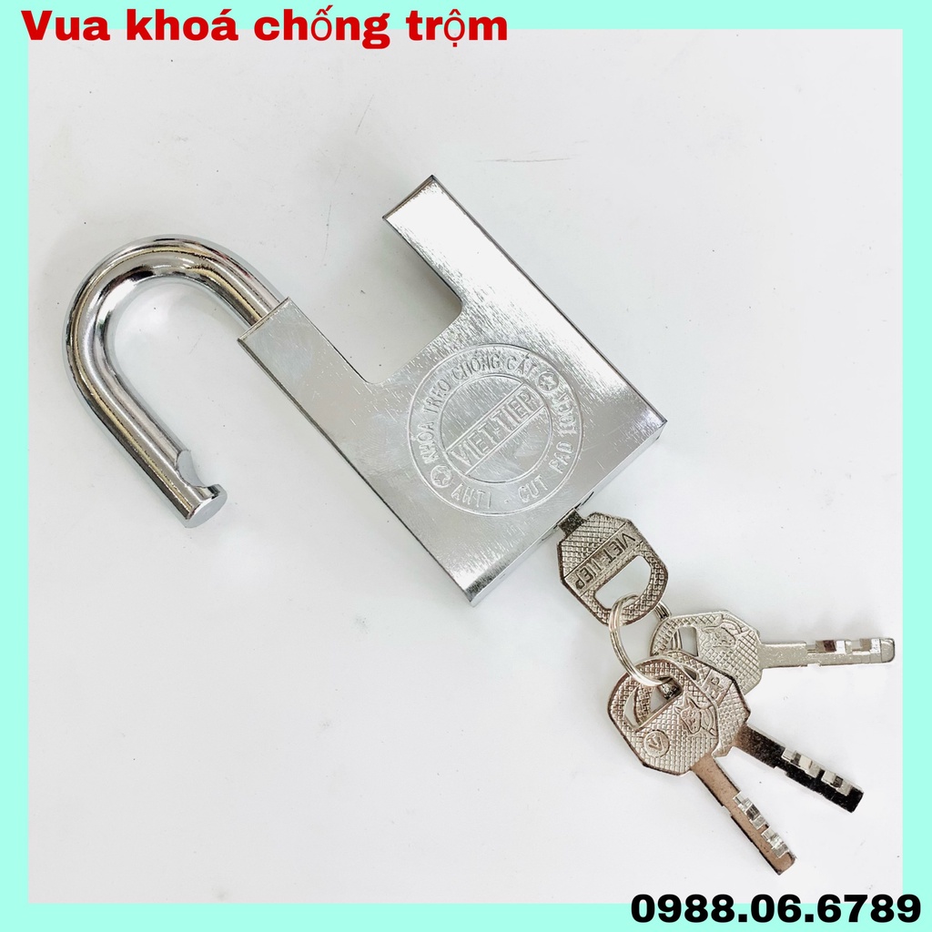 Ổ khóa cửa treo Việt Tiệp hợp kim chống cắt màu trắng⚡FREE SHIP⚡ Khóa cần chìa chống quên chìa. hợp kim thép cao cấp