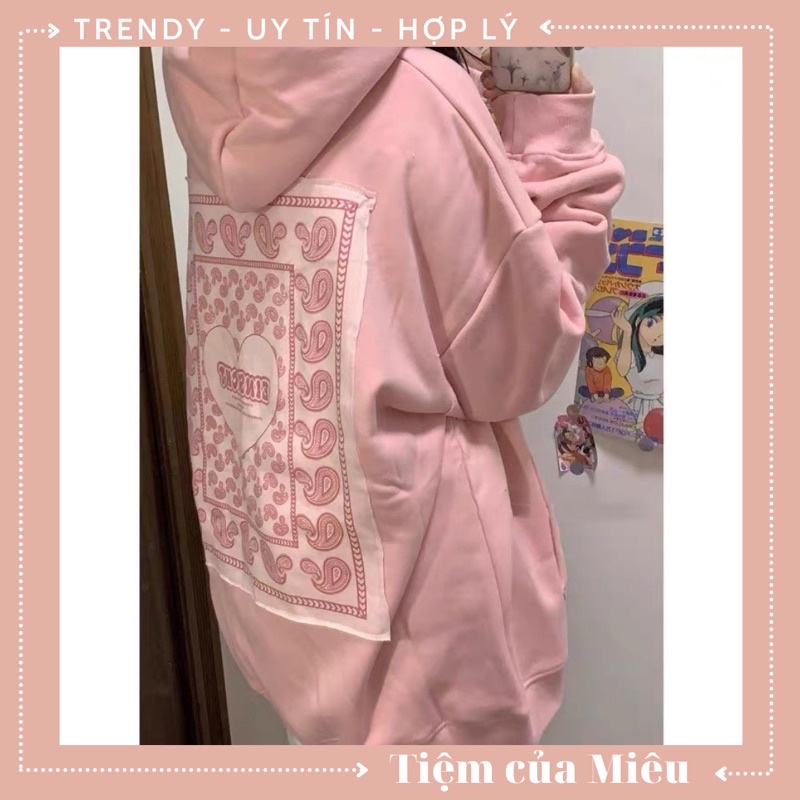 Áo hoodie hồng thêu hoạ tiết sau Tiệm Của Miêu | BigBuy360 - bigbuy360.vn