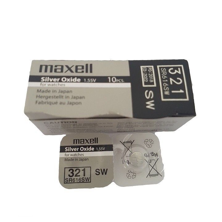 Pin Maxell SR616SW - SR616 - 616 - 321 Pin Đồng Hồ Đeo Tay Chính Hãng Nhật Bản