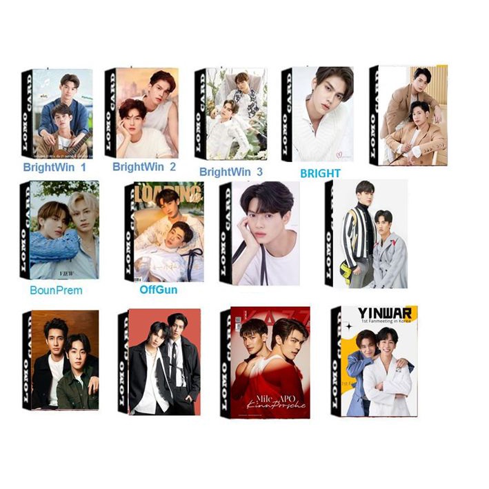 Hộp 30 lomo card BrightWin, Offgun, BounPrem, MileApo, BibleBuild, TayNew, YinWar, EarthMix,OhmNannon, MewGulf