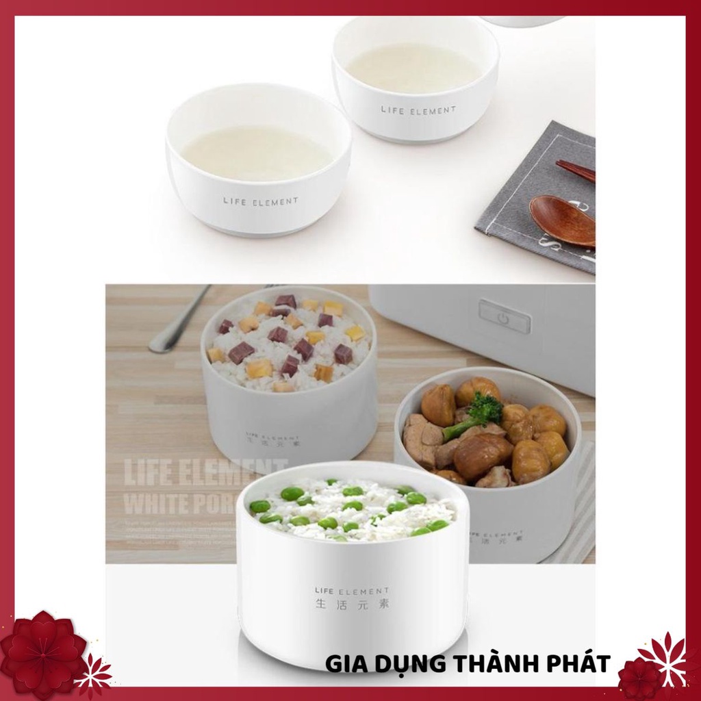 Bát sứ Hộp cơm cắm điện Life element F1517, F1519, F100, F27, giữ nhiệt, nấu chín, hâm nóng, cặp lồng điện, hộp đựng cơm