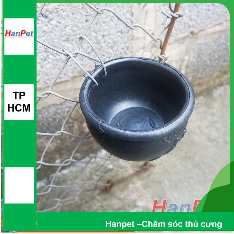 Cóng gà chọi bằng cao su siêu bền (hanpet cong040) máng ăn gia cầm hình tròn có móc treo chuồng - (12x10cm)- máng ăn uố