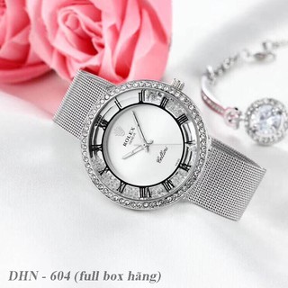 [Rolex nữ] Đồng hồ nữ Rolex mặt đính đá dây hợp kim cao cấp DHN604