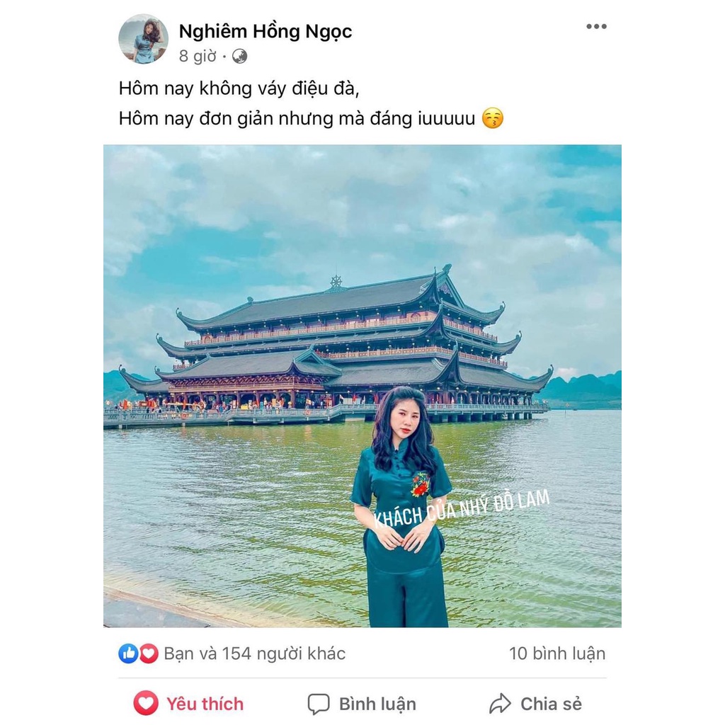 Đồ Lam Nữ Đi Chùa Thêu Hoa Kèm Dây Cột Eo