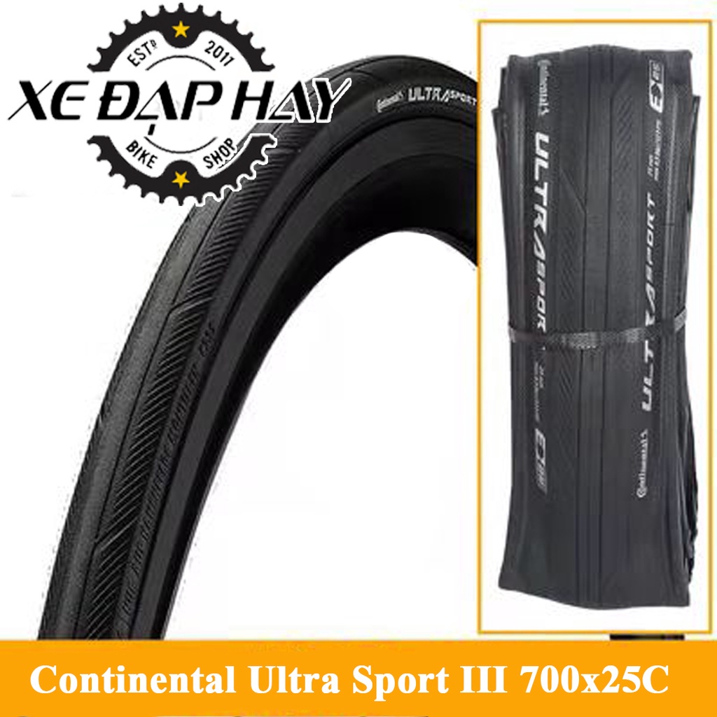 ◑✥Lốp Xe Đạp Đua ROAD | Continental Ultra Sport III 700x25C | Tanh Lốp bằng lụa, Tem Chữ Trắng | Không Vỏ Hộp
