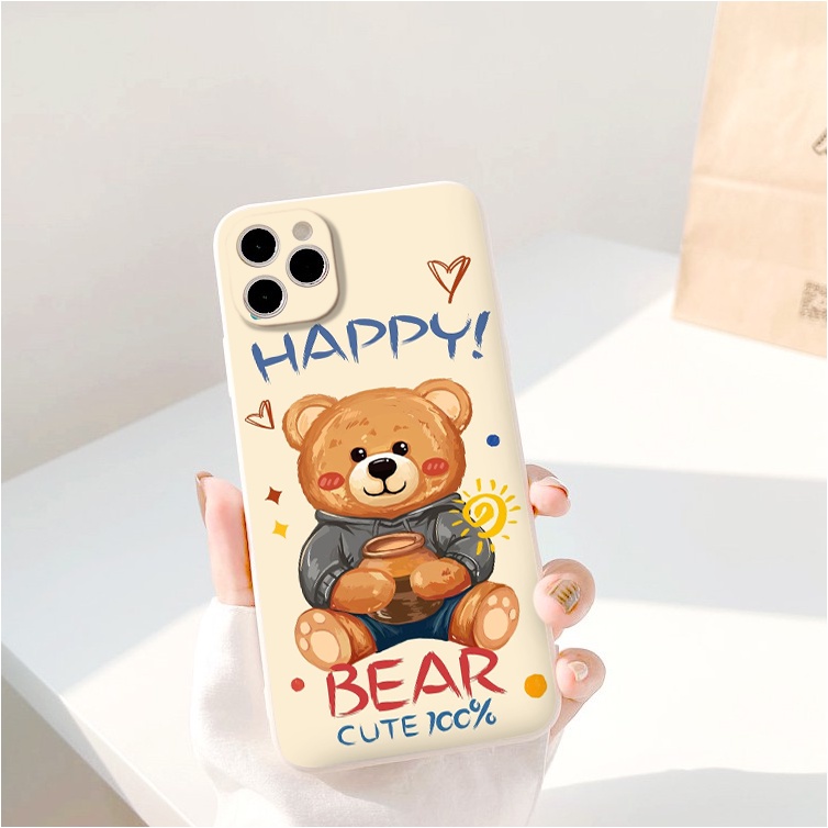 Ốp iphone - Ốp lưng iphone cạnh vuông Happy Bear dành cho ip 6 đến 14promax - ng207
