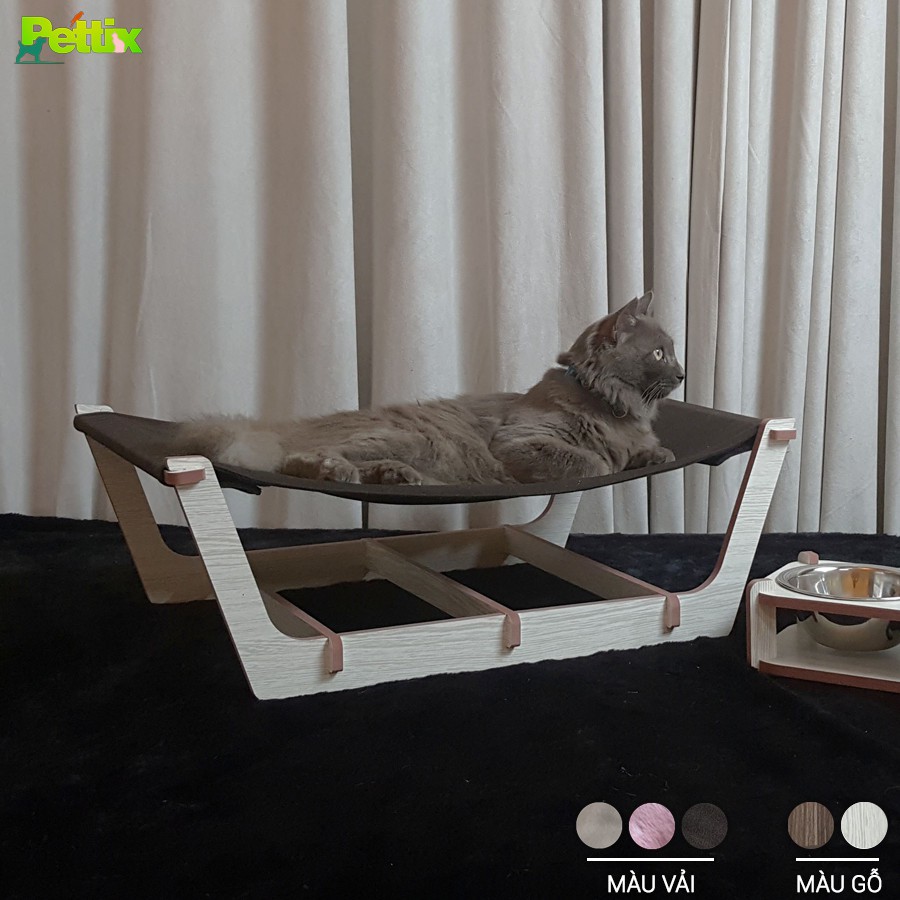 😸 |Hình thật+video Mèo| Giường võng Xe kéo lắp ghép cho mèo bằng gỗ và vải da lộn. Bao 1 đổi 1, Bảo hành.