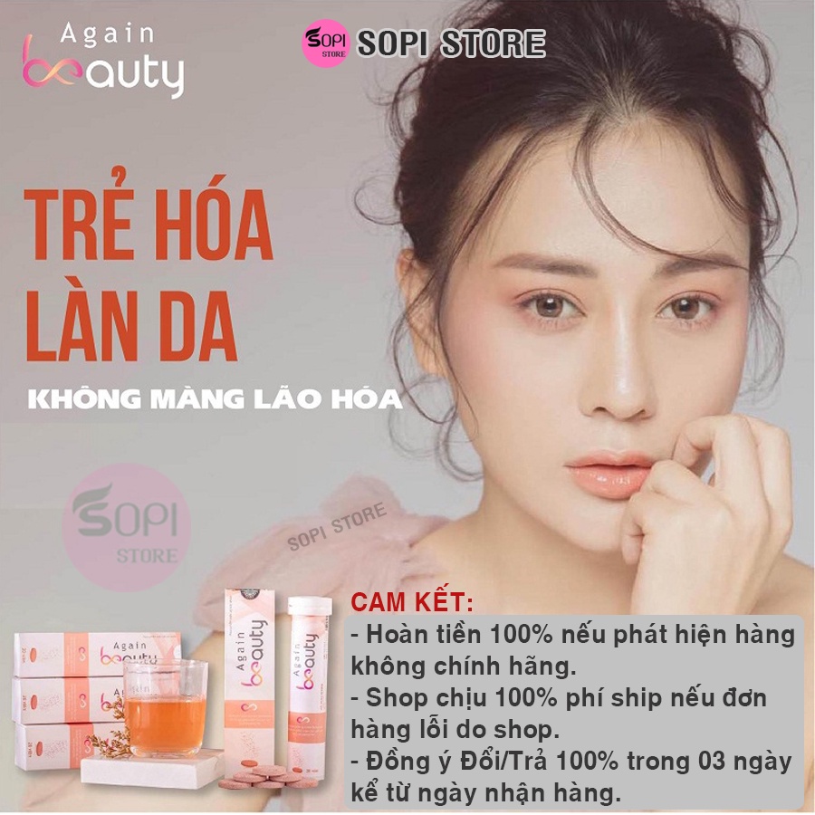 Again Beauty viên sủi collagen chính hãng hộp 20 viên giúp trắng da, mờ nám, trẻ hoá da - Sopi Store