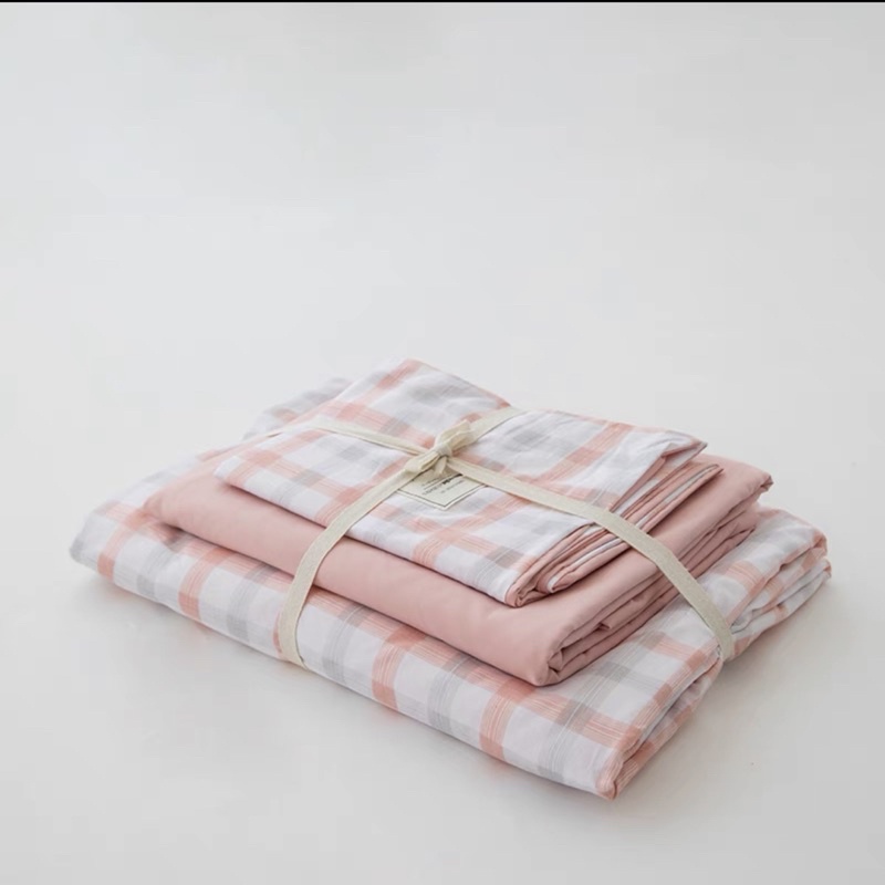 Shinbedding_ Set Vỏ Cotton TC Kẻ Kiểu Dáng Xinh Xắn, Chất Vải Dày Mềm Mát
