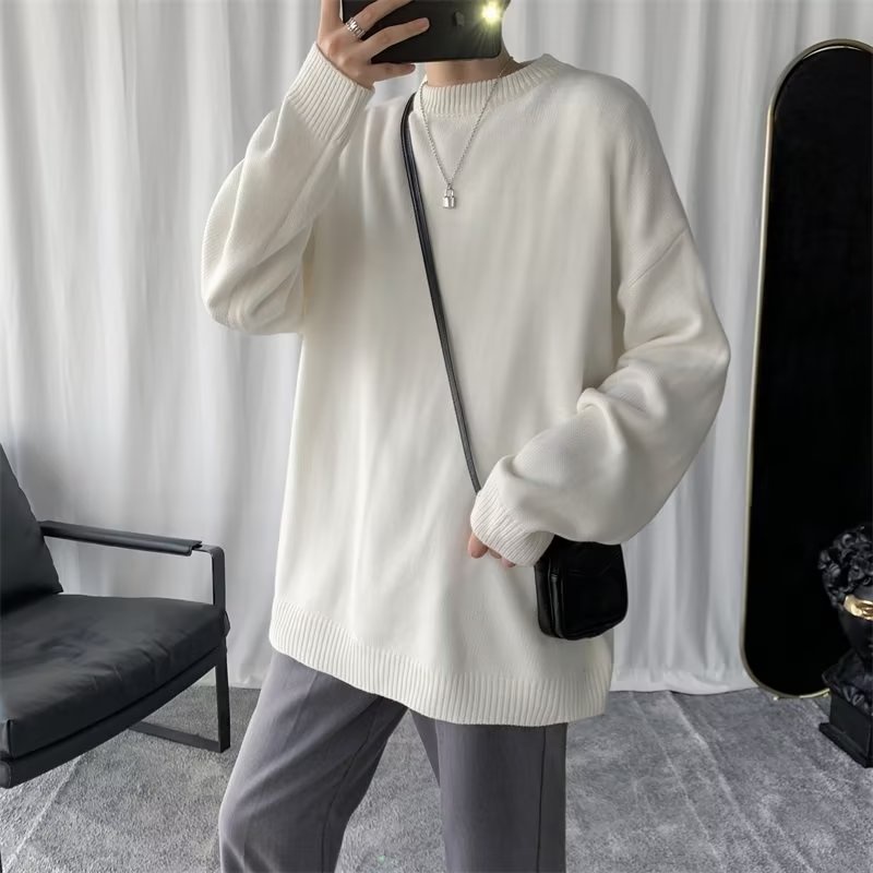Áo Sweater Dáng Rộng Màu Sắc Đơn Giản Phong Cách Retro Harajuku áo len đẹp áo len nữ form rộng áo len nữ kiểu hàn quốc