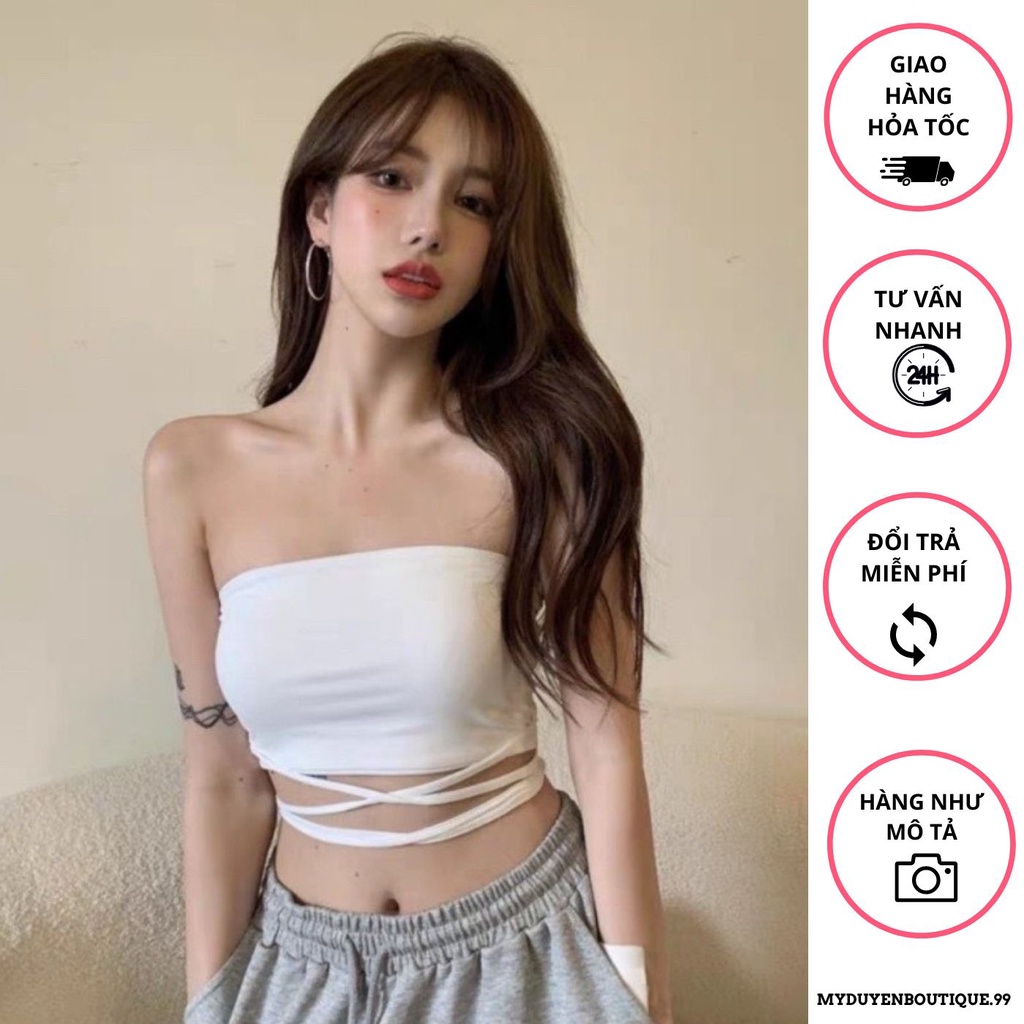Áo Croptop Ống Trơn Cột Eo Siêu Đẹp Và Sexy Chất Borip Đẹp