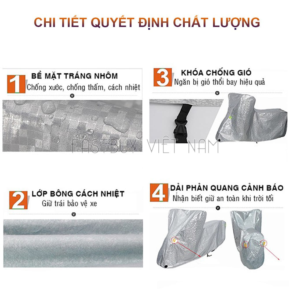 Bạt phủ xe máy che nắng, mưa loại dầy trơn , dễ dàng gấp lại gọn gàng bảo quản cốp xe, balo, túi xách