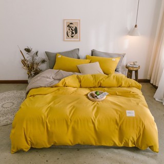 Bộ drap & chăn phao cotton tici vàng be