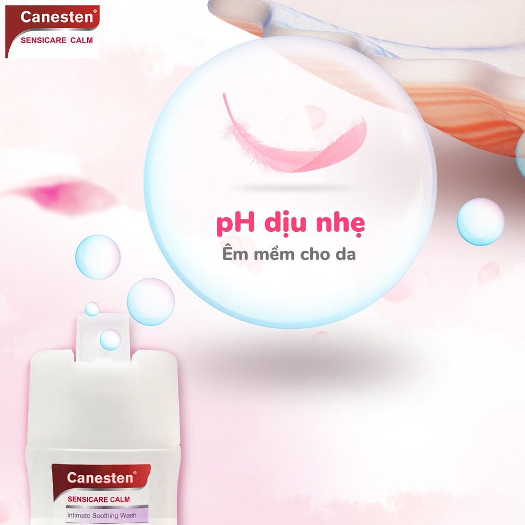 Nước Rửa Phụ Khoa CANESTEN SENSICARE CALM giúp cân bằng độ pH, ngăn mùi, dịu nhẹ 100ml