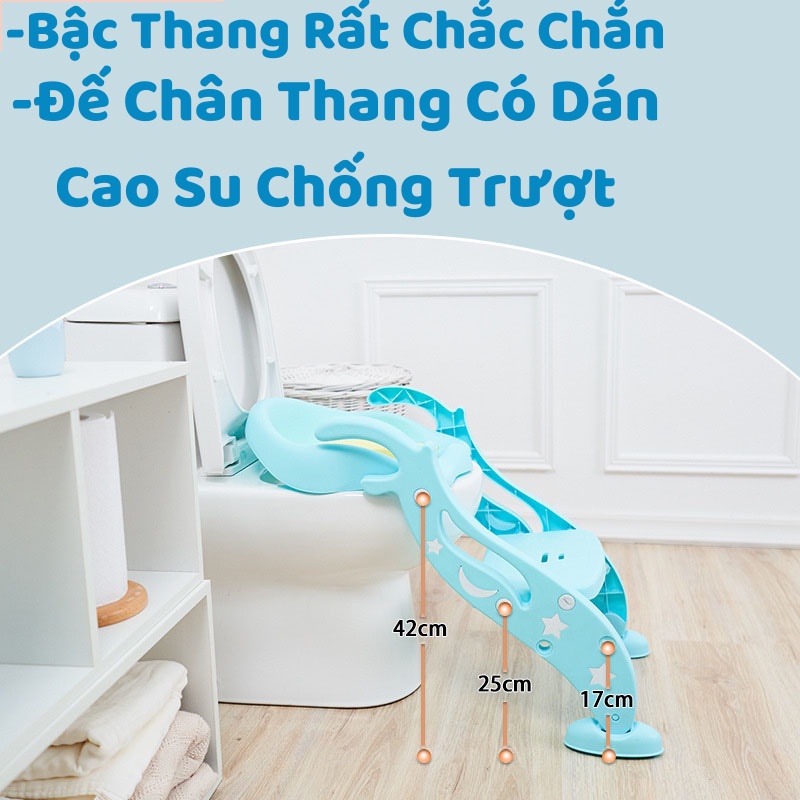 Thang bô đi vệ sinh cho bé - Nắp bồn cầu có thang đi vệ sinh cho bé