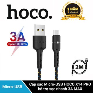 Cáp Sạc Micro USB Hoco X14 Pro Hỗ Trợ Sạc Nhanh 3A Max-Tự Ngắt Khi Pin Đầy - LED Báo Sạc