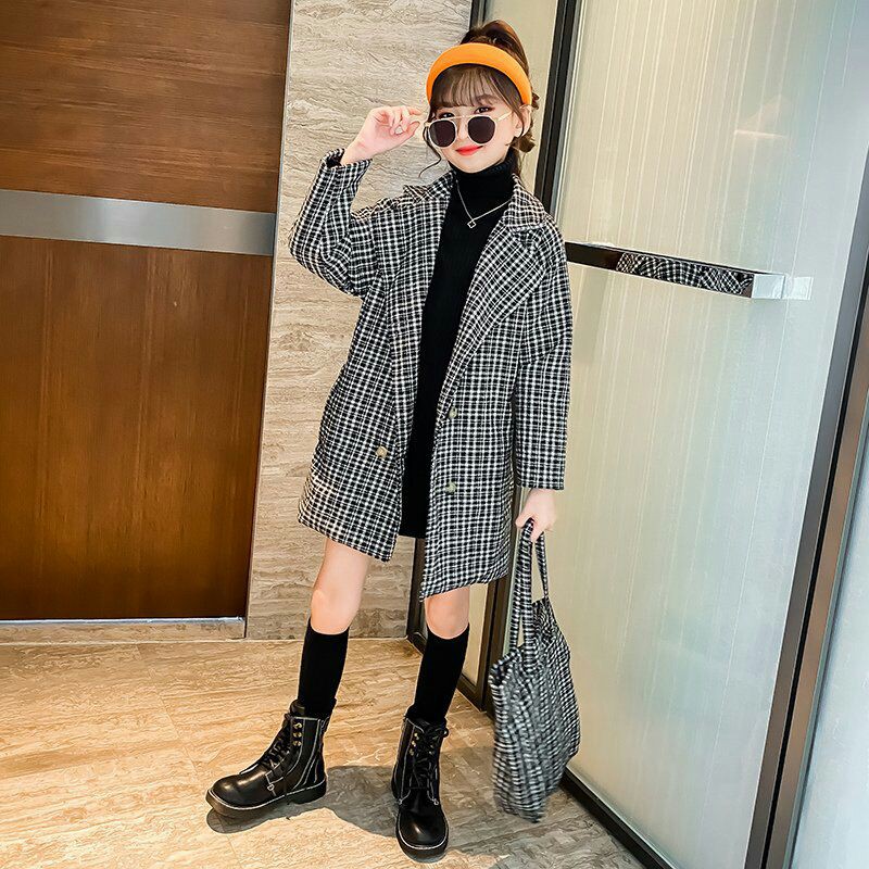 Áo khoác dạ dáng dài kèm túi duyên dáng cho bé