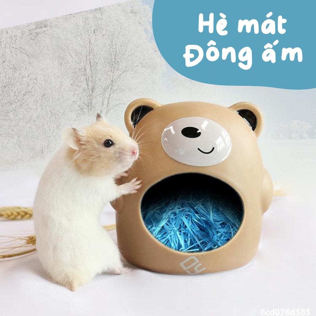 Nhà ngủ sứ hamster, GẤU NÂU siêu mát, dễ thương