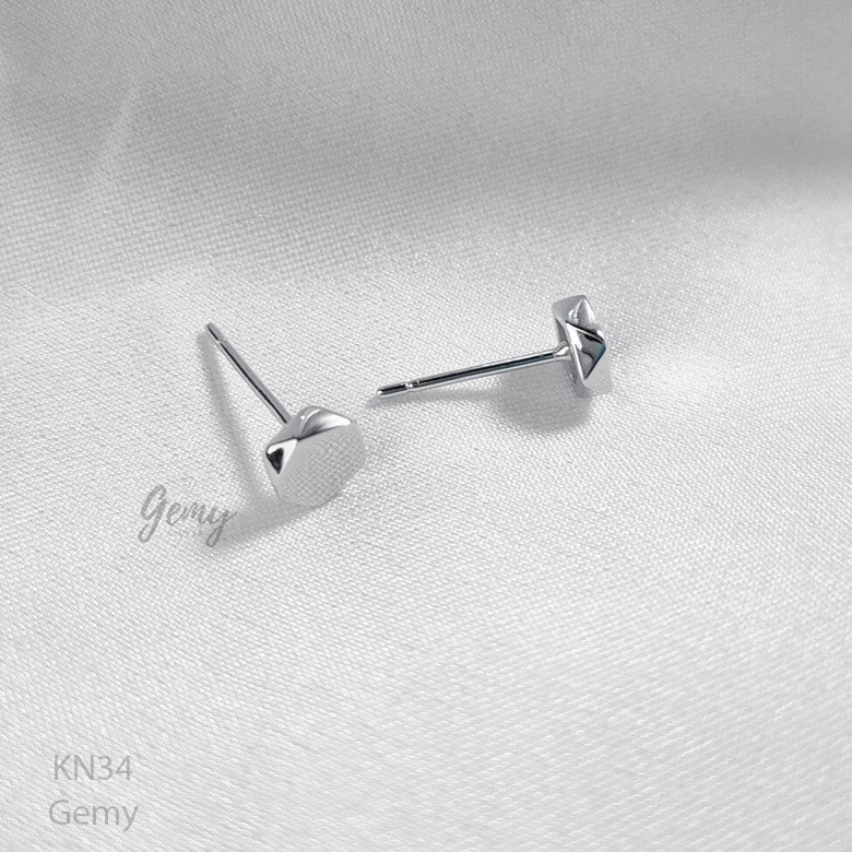 Khuyên tai nam bạc 925 màu đen lục lăng đơn giản, unisex  | GEMY SILVER KN34