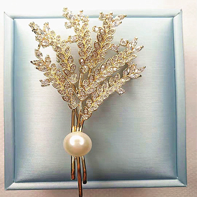 Ghim Cài Áo Hình Cây Đính Đá Và Ngọc Trai Nhân Tạo Thời Trang