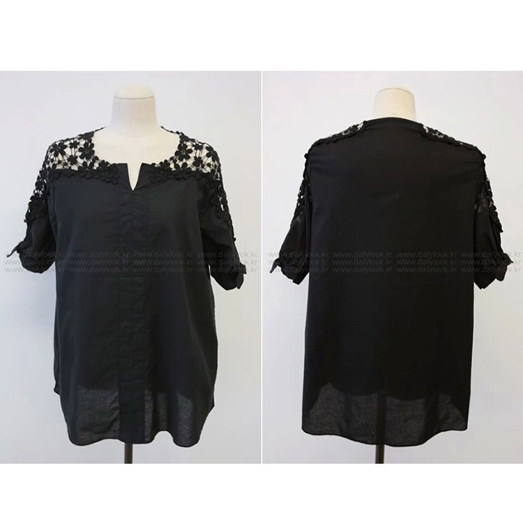 Áo Kiểu Trễ Vai Tay Lỡ Phối Ren Plus Size C1448