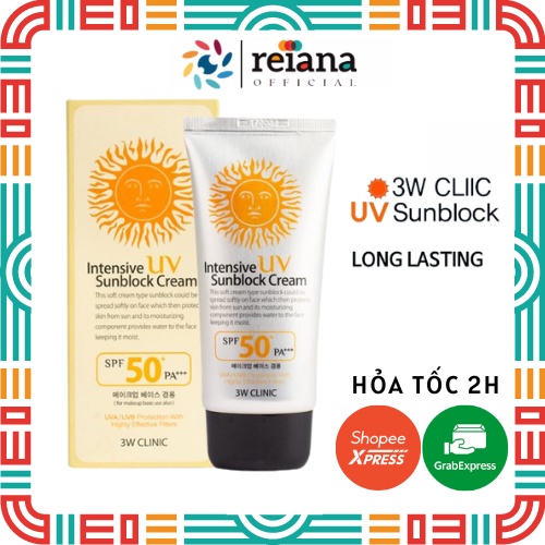 Kem Chống Nắng Hàn Quốc Dưỡng Ẩm, Trắng Da 3W CLINIC SPF50+/PA+++ - 70ml