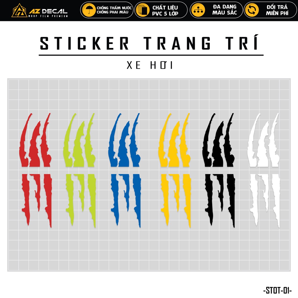 Tem Dán Xe Ô Tô Hình Vết Xước | STOT-01 | Sticker Dán Sườn, Capo, Tay Nắm, Đèn Oto Xe Hơi Đẹp Nhất