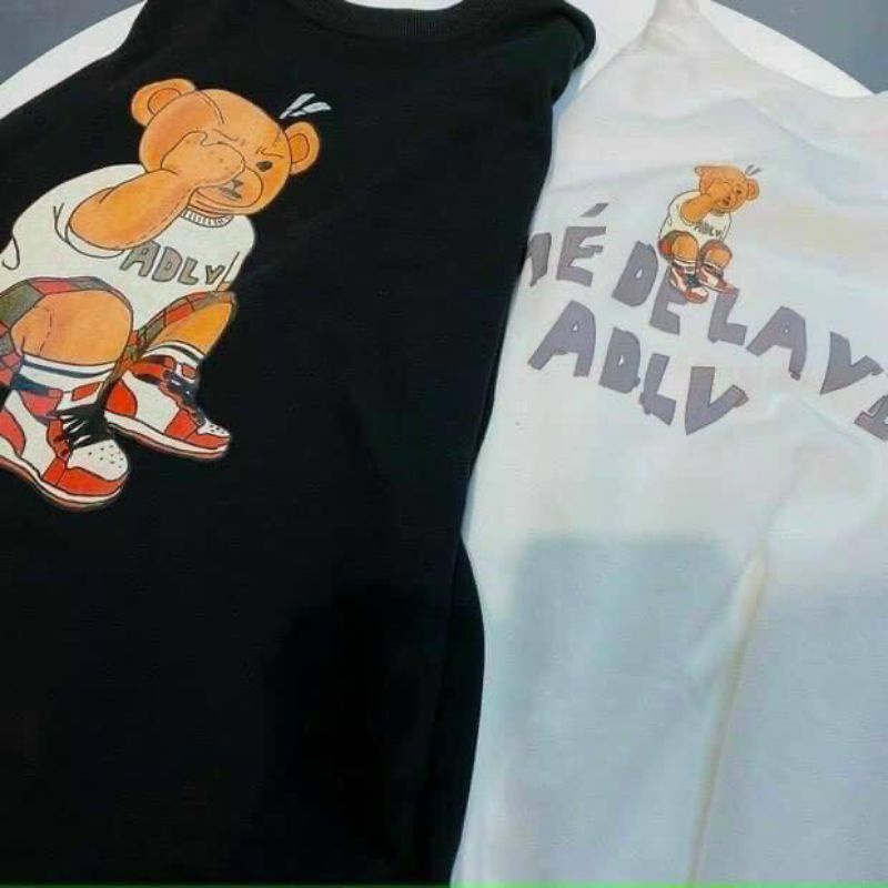 Áo Sweater Hình Gấu Ngồi Che Mắt ADLV Form Rộng Unisex Tay BồNG, Chất Nỉ Cotton Dày Đẹp Hot Trends (ảnh thật 100%)